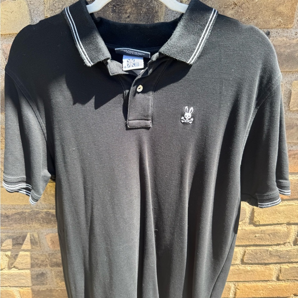 Black Polo Shirt with Contrast Trim and Embroidered Logo
